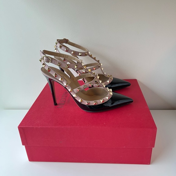 Valentino Rockstud caged pump 100mm in black patent leather size 37.5 - Picture 3 of 9
